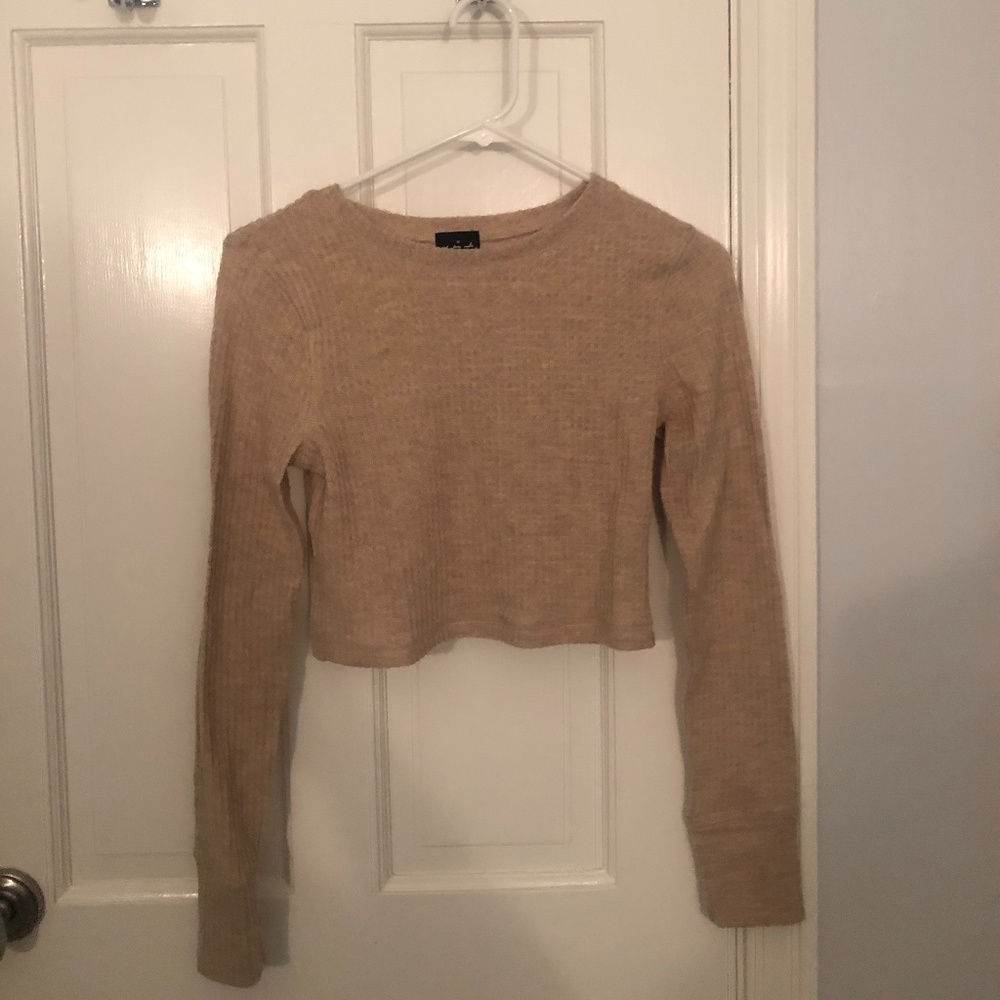 Out From Under Tan Cropped Sweater
